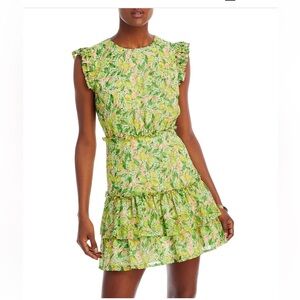 Aqua Vibrant Green Floral Mini Dress